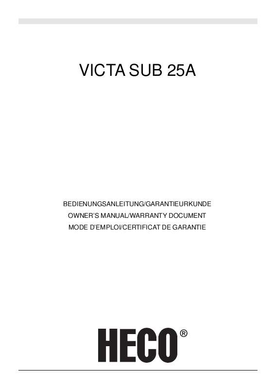 Guide utilisation  HECO VICTA SUB 25A  de la marque HECO