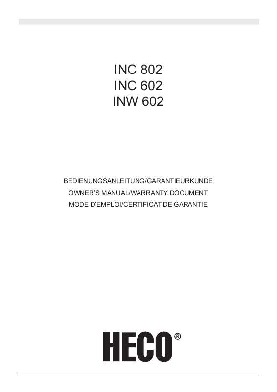 Guide utilisation  HECO INC 602  de la marque HECO