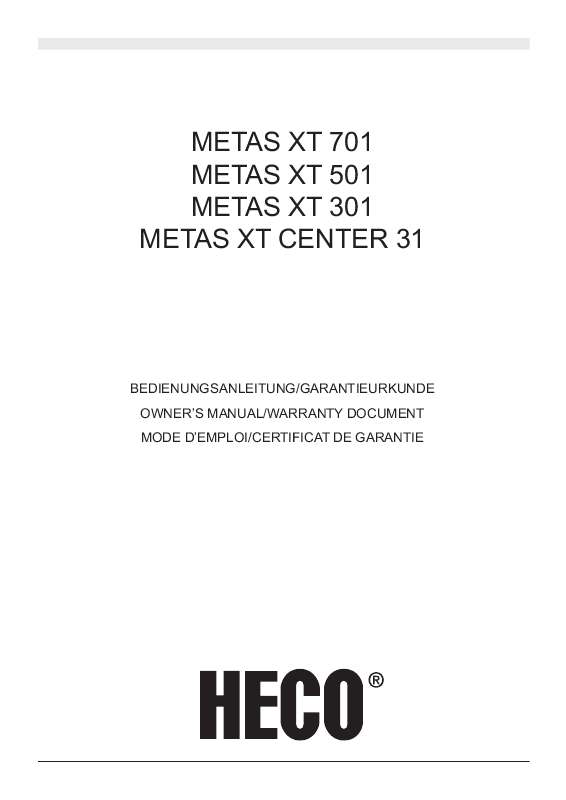Guide utilisation  HECO METAS XT 301  de la marque HECO