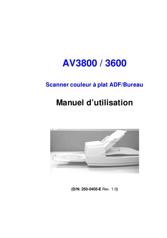 Guide utilisation  AVISION AV3800  de la marque AVISION