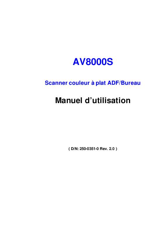 Guide utilisation  AVISION AV8000S  de la marque AVISION