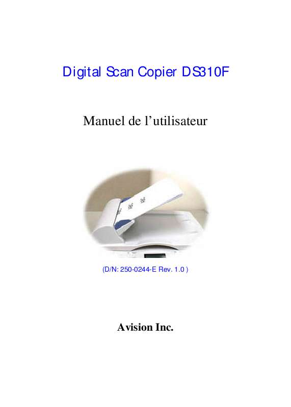 Guide utilisation  AVISION DS310F  de la marque AVISION