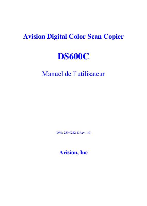 Guide utilisation  AVISION DS600C  de la marque AVISION
