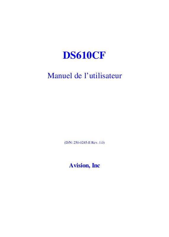 Guide utilisation  AVISION DS610CF  de la marque AVISION
