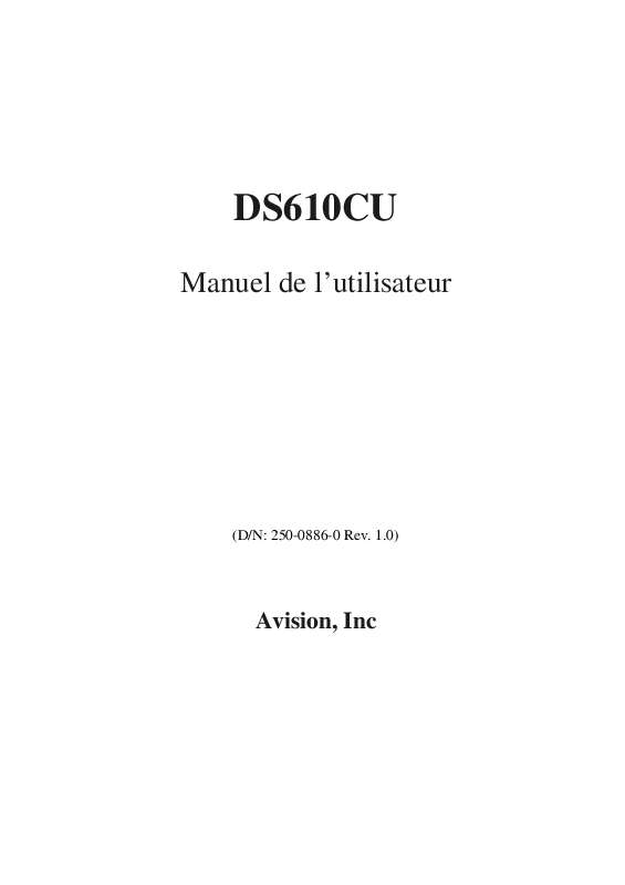 Guide utilisation  AVISION DS610CU  de la marque AVISION