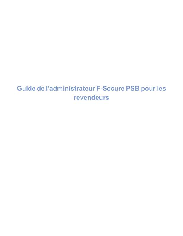 Guide utilisation  F-SECURE PSB  de la marque F-SECURE