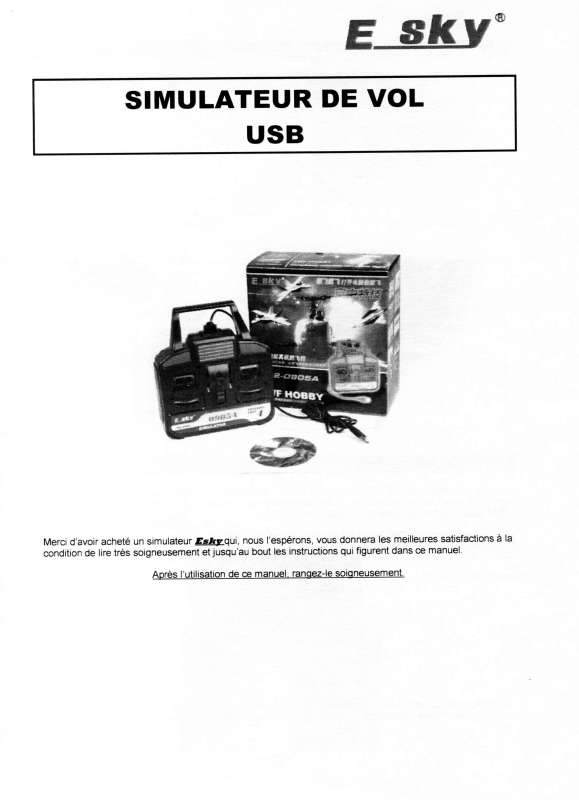 Guide utilisation  E-SKY SIMULATEUR DE VOL USB  de la marque E-SKY