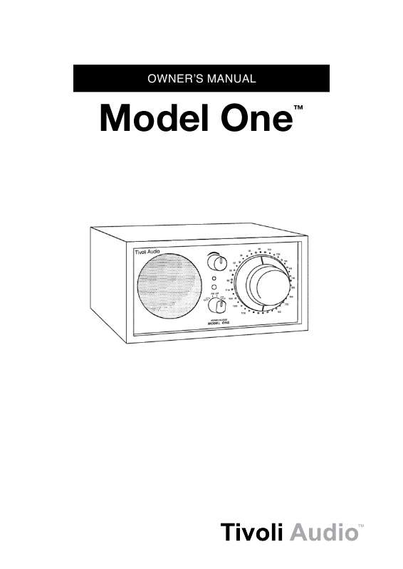 Guide utilisation TIVOLI AUDIO MODEL ONE  de la marque TIVOLI AUDIO