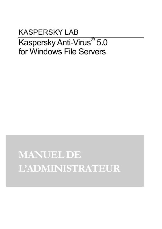 Guide utilisation  KAPERSKY ANTI-VIRUS 5.0  de la marque KAPERSKY