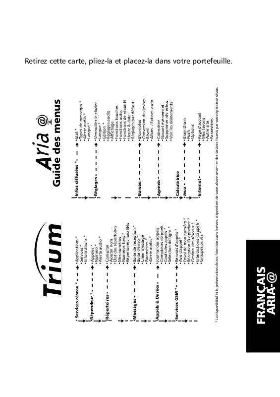 Guide utilisation TRIUM ARIA  de la marque TRIUM