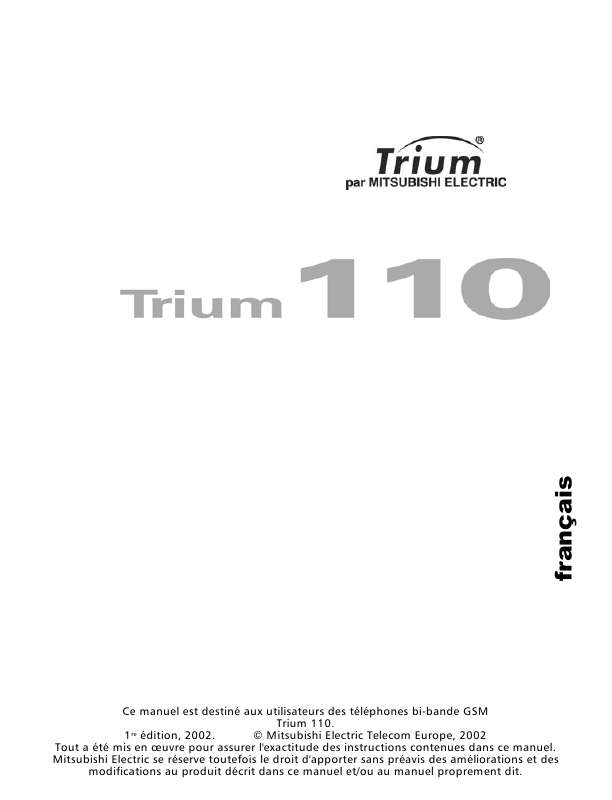 Guide utilisation TRIUM 110  de la marque TRIUM