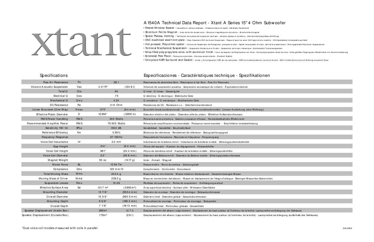 Guide utilisation  XTANT A1540A  de la marque XTANT