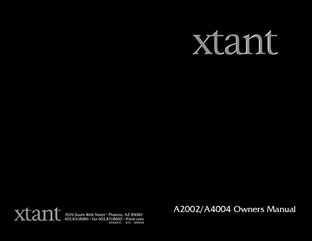 Guide utilisation  XTANT A2002  de la marque XTANT