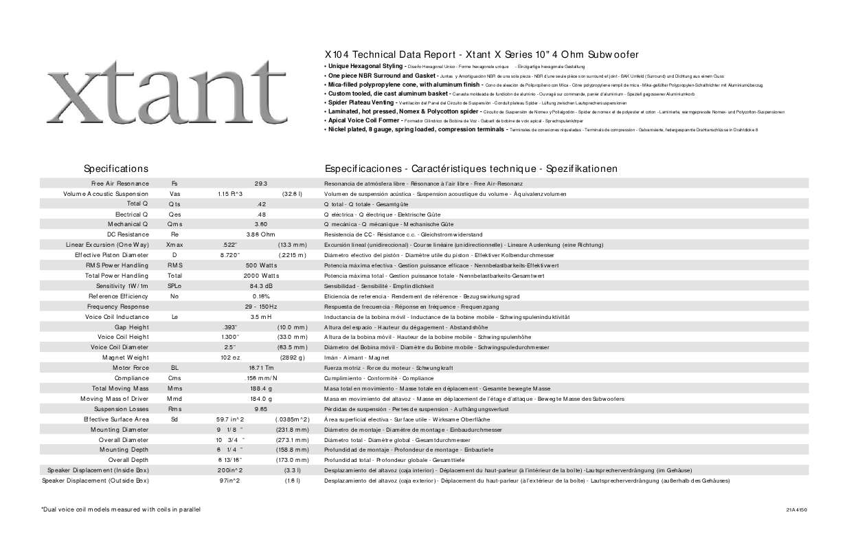Guide utilisation  XTANT X104  de la marque XTANT