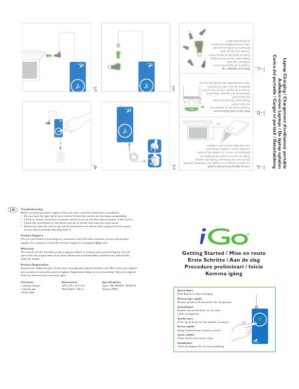 Guide utilisation I-GO LAPTOP WALL CHARGER IGO GREEN  de la marque I-GO