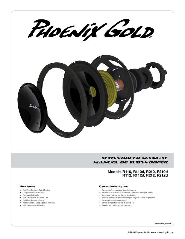 Guide utilisation  PHOENIX GOLD R110  de la marque PHOENIX GOLD