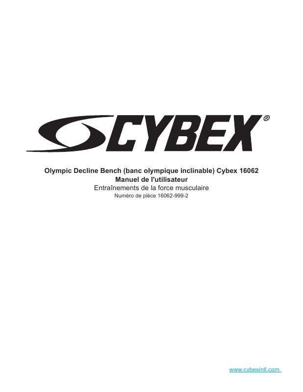 Guide utilisation CYBEX INTERNATIONAL 16062 OLYMPIC DECLINE BENCH  de la marque CYBEX INTERNATIONAL