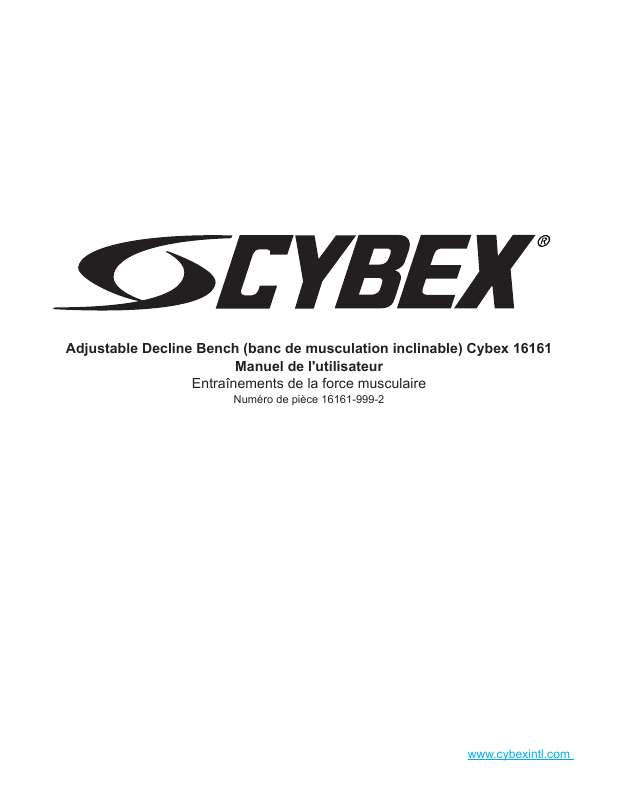 Guide utilisation CYBEX INTERNATIONAL 16161 ADJUSTABLE DECLINE BENCH  de la marque CYBEX INTERNATIONAL