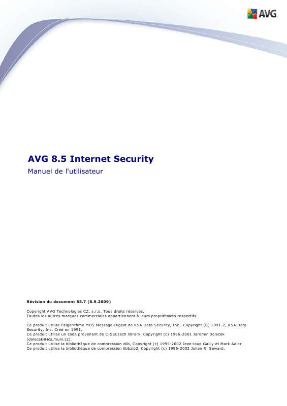 Guide utilisation  GRISOFT AVG 8.5 INTERNET SECURITY  de la marque GRISOFT