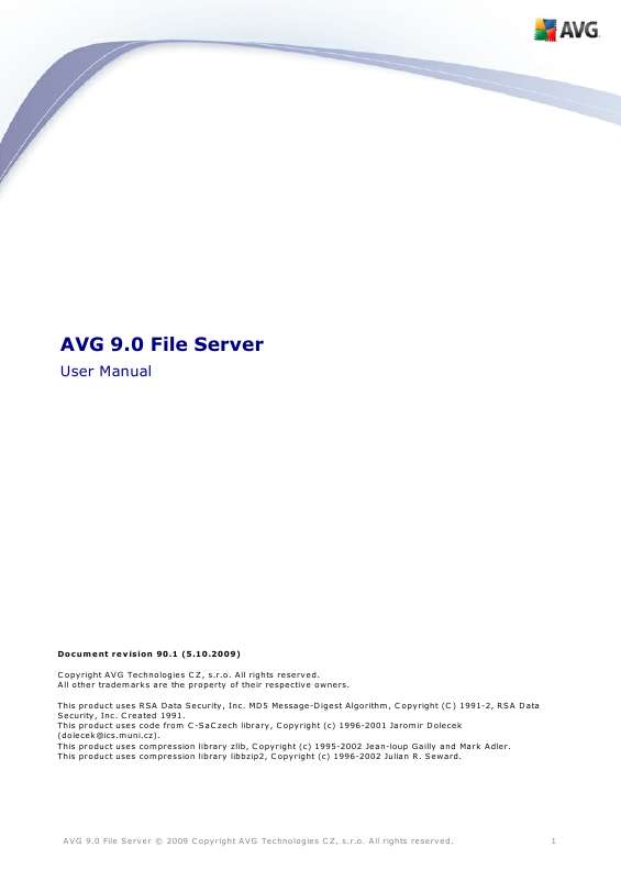 Guide utilisation  GRISOFT AVG 9.0 FILE SERVER  de la marque GRISOFT