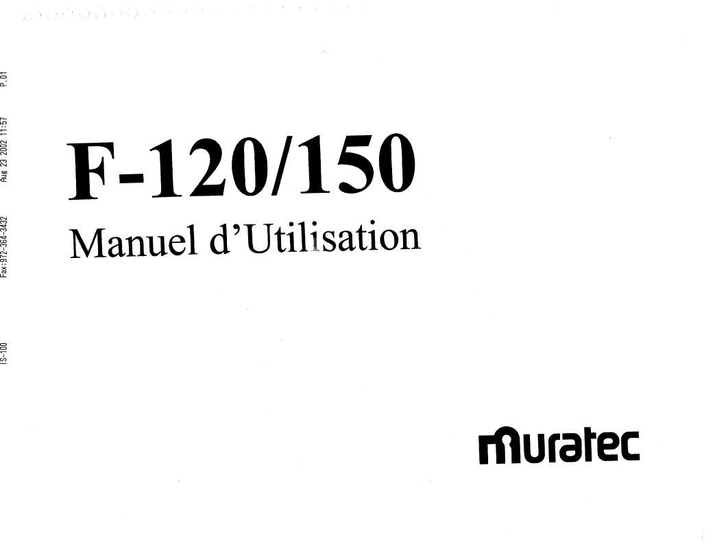 Guide utilisation  MURATEC F-120  de la marque MURATEC
