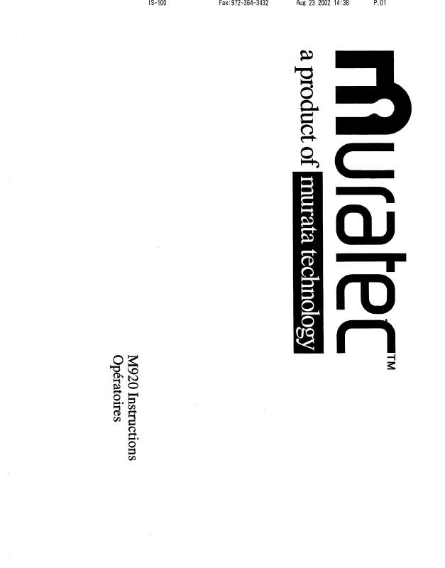 Guide utilisation  MURATEC M-920  de la marque MURATEC
