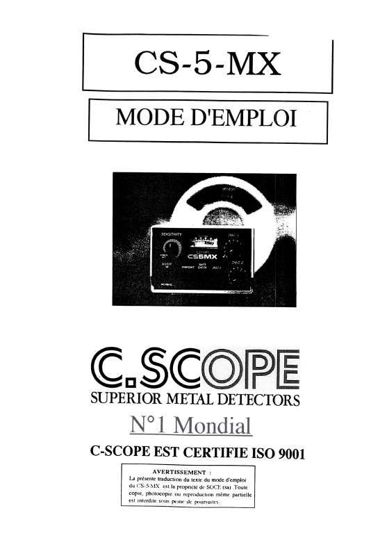 Guide utilisation  C-SCOPE CS 5 MX  de la marque C-SCOPE