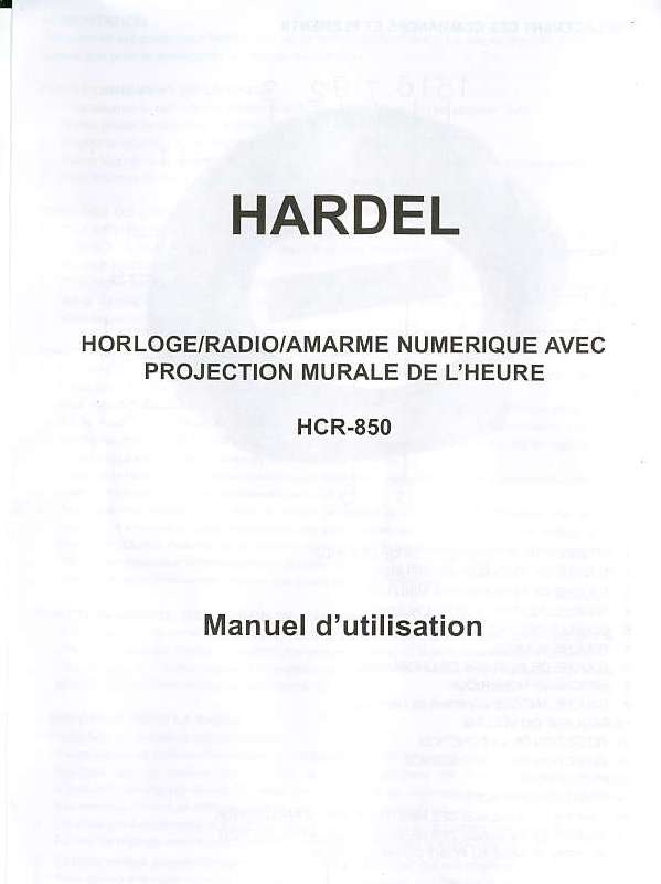 Guide utilisation  HARDEL HCR-850  de la marque HARDEL