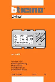 Guide utilisation  BTICINO ELECTRONIC TIMING THERMOSTAT ART. 4477  de la marque BTICINO