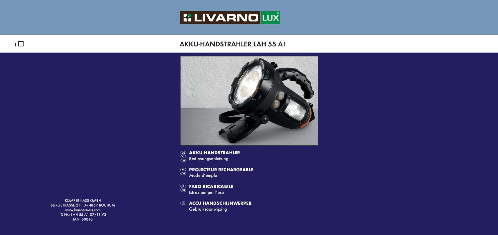 Guide utilisation  LIVARNO LAH 55 A1  de la marque LIVARNO