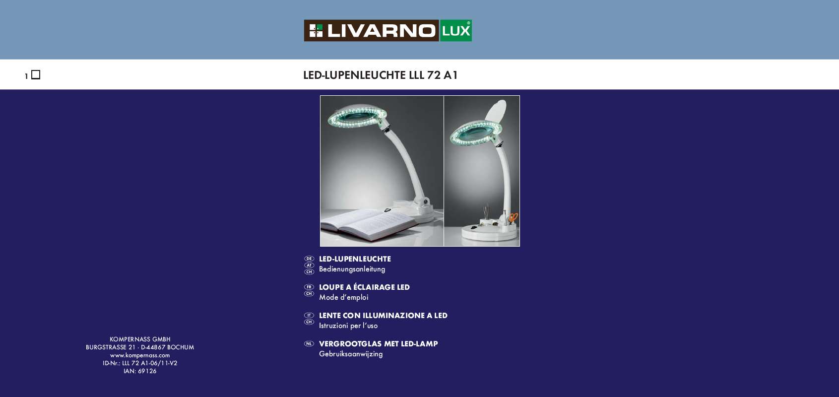 Guide utilisation  LIVARNO LLL 72 A1  de la marque LIVARNO