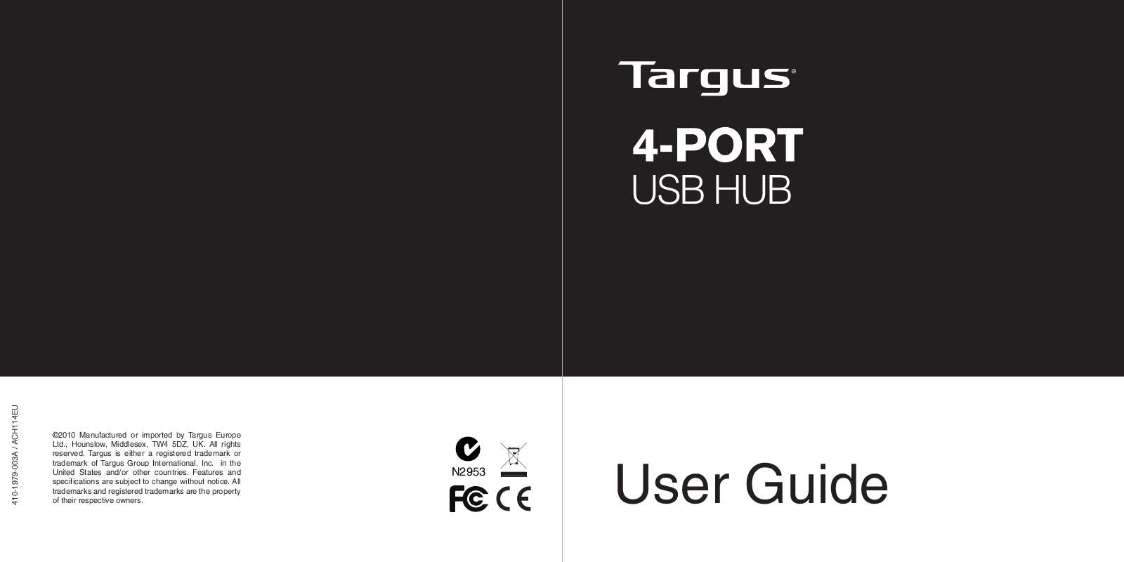 Guide utilisation TARGUS 4-PORT USB HUB  de la marque TARGUS