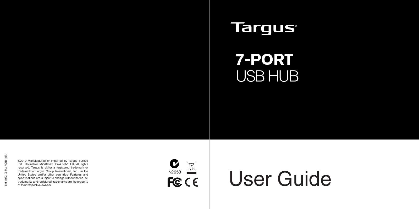 Guide utilisation TARGUS 7-PORT USB HUB  de la marque TARGUS