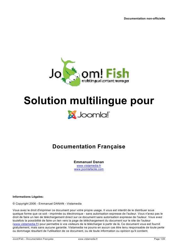 Guide utilisation  JOOMLA JOOM FISH  de la marque JOOMLA