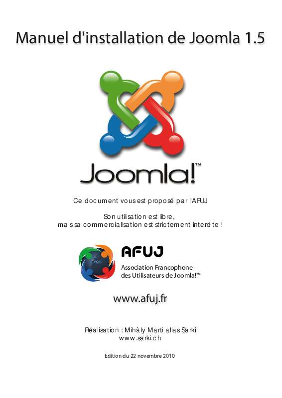 Guide utilisation  JOOMLA JOOMLA 1.5  de la marque JOOMLA