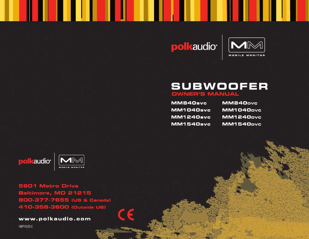 Guide utilisation  POLK AUDIO MM1040  de la marque POLK AUDIO
