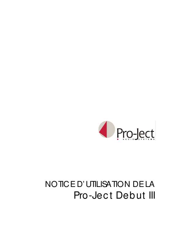 Guide utilisation PRO-JECT DEBUT III de la marque PRO-JECT