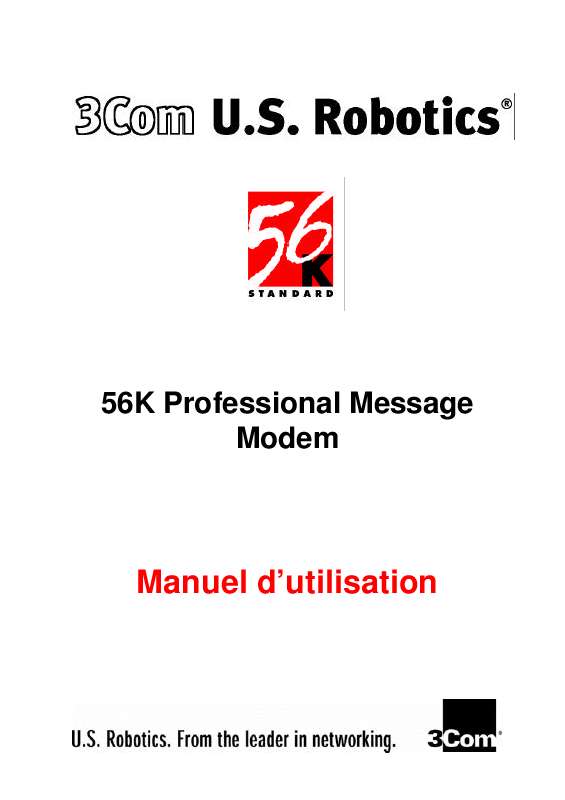 Guide utilisation  US ROBOTICS 56K PROFESSIONAL MESSAGE MODEM  de la marque US ROBOTICS