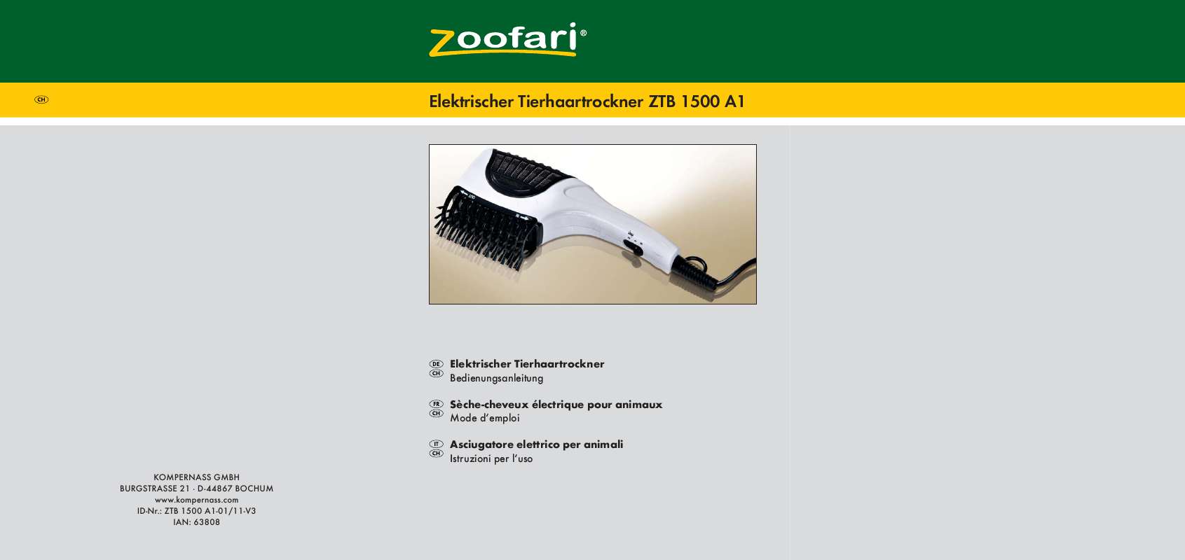 Guide utilisation  ZOOFARI ZTB 1500 A1  de la marque ZOOFARI