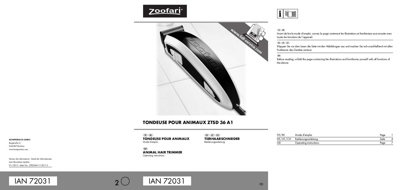 Guide utilisation  ZOOFARI ZTSD 36 A1  de la marque ZOOFARI