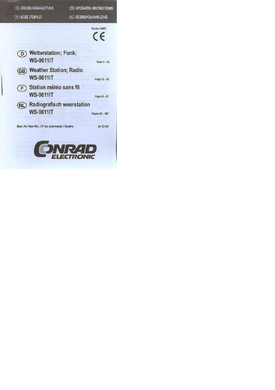 Guide utilisation  CONRAD WS-9611  de la marque CONRAD