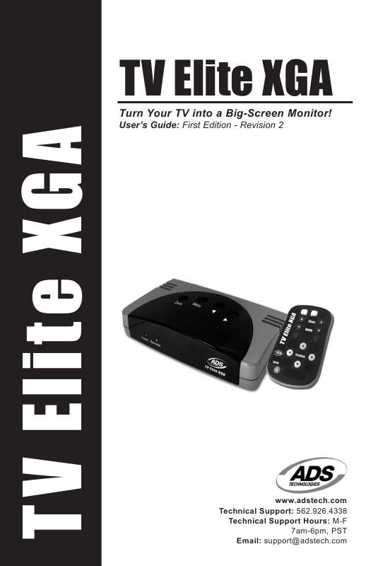 Guide utilisation  ADS TECH TV ELITE XGA  de la marque ADS TECH