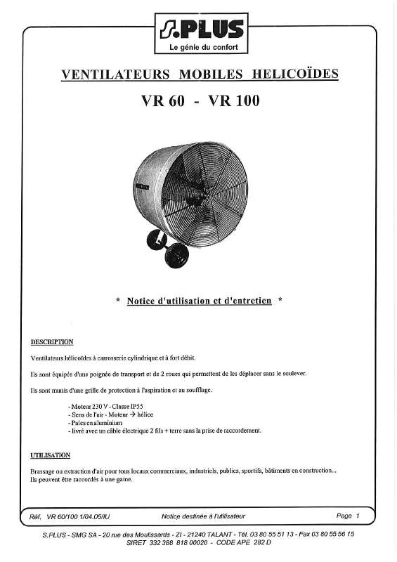 Guide utilisation  S.PLUS VR 100  de la marque S.PLUS