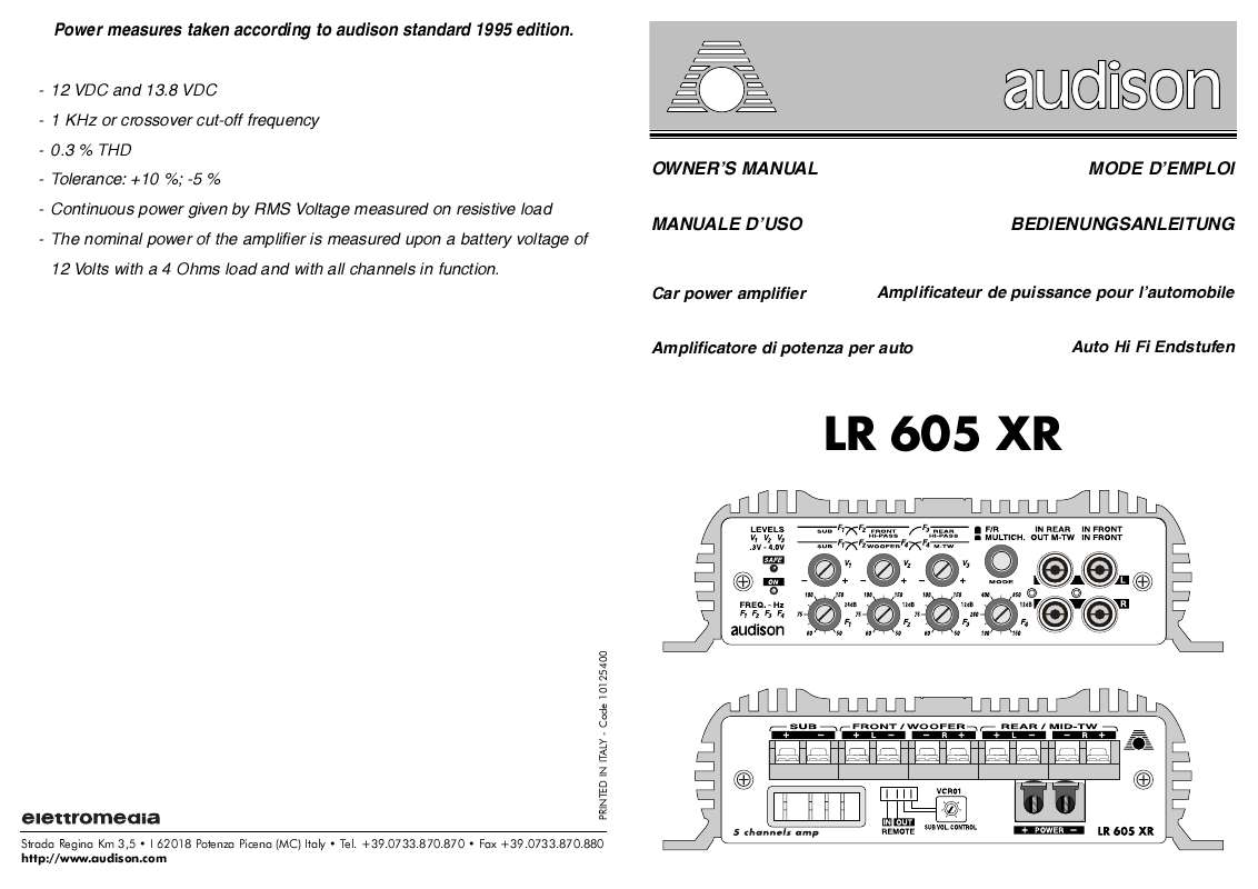 Guide utilisation  AUDISON LR 605 XR  de la marque AUDISON