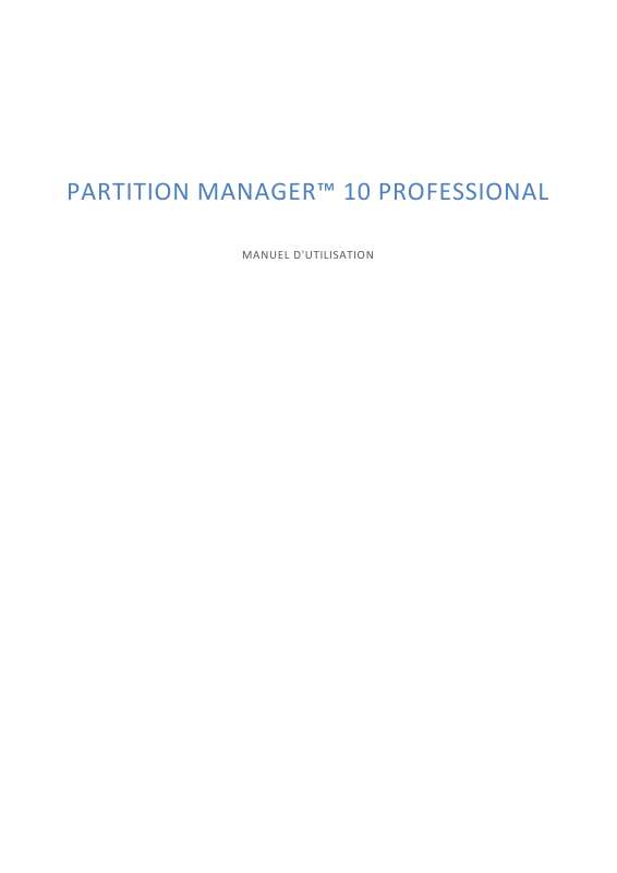 Guide utilisation  PARAGON SOFTWARE PARTITION MANAGER 10 PROFESSIONAL  de la marque PARAGON SOFTWARE