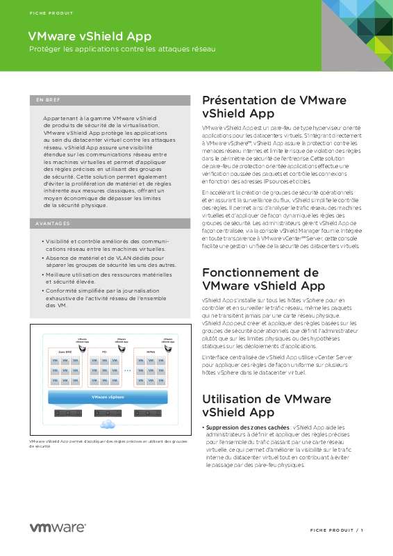Guide utilisation  VMWARE VSHIELD APP  de la marque VMWARE