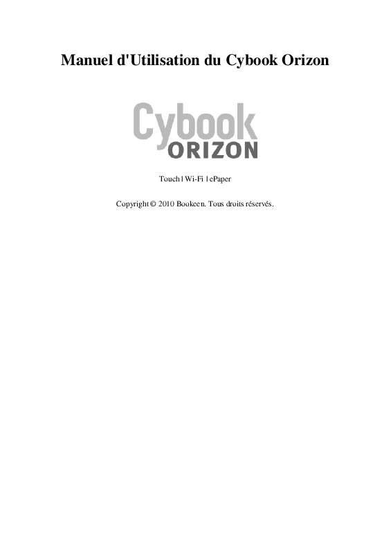 Guide utilisation BOOKEEN CYBOOK ORIZON  de la marque BOOKEEN