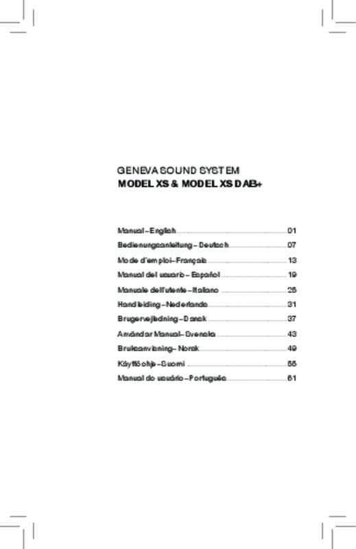 Guide utilisation GENEVA SOUND SYSTEM MODEL XS  de la marque GENEVA