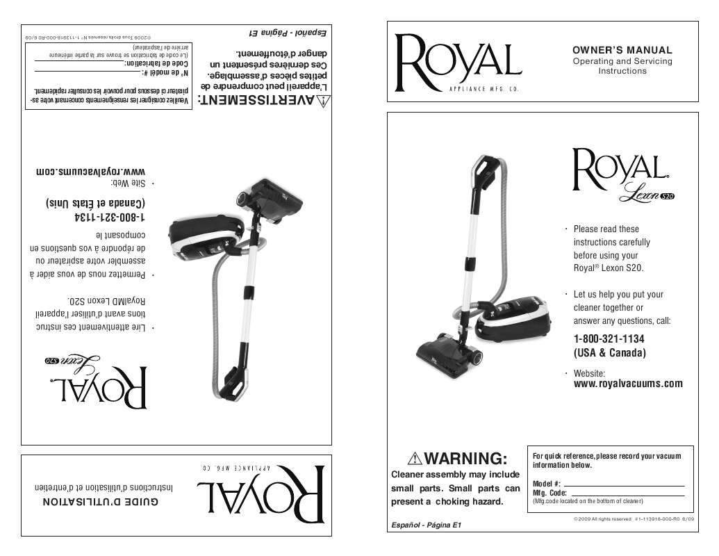 Guide utilisation  ROYAL SR30020  de la marque ROYAL