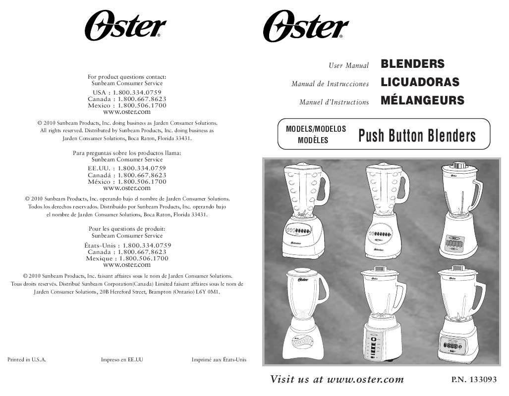 Guide utilisation  OSTER BLENDERS  de la marque OSTER